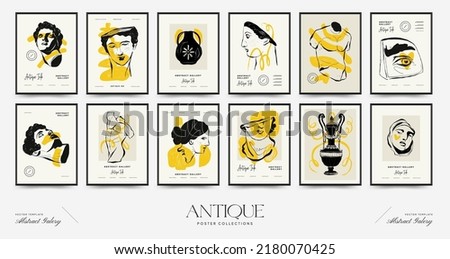 Antique statues vertical posters template. Modern card, wall art.