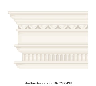 Antique Stone Column or Pillar Element with Ancient Ornament Vector Illustration