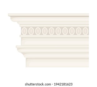 Antique Stone Column or Pillar Element with Ancient Ornament Vector Illustration