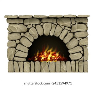 Textura de chimenea de hogar de piedra antigua. Vector gráfico.