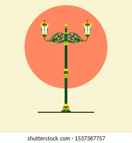 Antique street light of Yogyakarta City. Landmark of Jogja. Street lamp