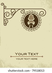 antique street sign of upholstery store, vector illustration