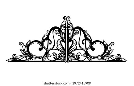 antique style calligraphic floral page divider ornament -  black and white vintage vector decorative outline