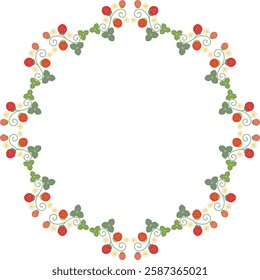 Antique style circular frame of red strawberries 1