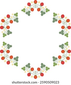 Antique style circular frame of red strawberries 6