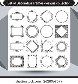 Antique Style Labels and Ornamental Frame Elements Silhouettes