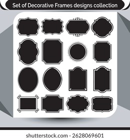 Antique Style Labels and Ornamental Frame Elements Silhouettes