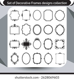 Antique Style Labels and Ornamental Frame Elements Silhouettes