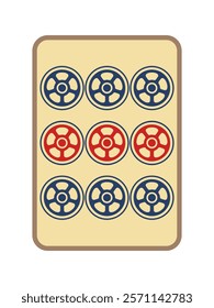Antique style old mahjong tile single item icon nine tubes