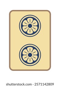 Antique style old mahjong tile single item icon two tubes