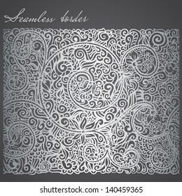antique style seamless border of silver foil
