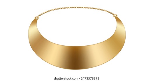 Antique Stylish Gold Plated Choker Necklace, Bib Necklace Unique Design Vector Illustration.