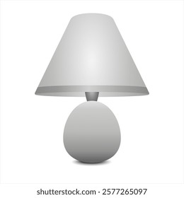 Antique table lamp with a grey shade. Bedroom desk lighting. Mockup of grey classic vintage desk lamp. Vector illustration isolated on white background	