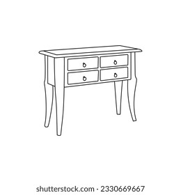 Antique Table minimalist line Furniture and home interior symbol stock vector illustration.