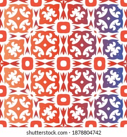 Baldosas de talavera antigua. El diseño del cuarto de baño. Tema del patrón sin fisuras del vector. Decoración ornamental mexicana roja para bolsas, estuches para smartphones, camisetas, ropa de cama o rayado.