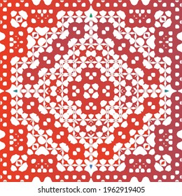 Baldosas de talavera antigua. Diseño de colores. Tema del patrón sin fisuras del vector. Decoración ornamental mexicana roja para bolsas, estuches para smartphones, camisetas, ropa de cama o rayado.