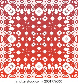 Antique talavera tiles patchwork. Colored design. Vector seamless pattern theme. Red mexican ornamental  decor for bags, smartphone cases, T-shirts, linens or scrapbooking.