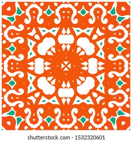 Antique talavera tiles patchwork. Fashionable design. Vector seamless pattern texture. Red mexican ornamental  decor for bags, smartphone cases, T-shirts, linens or scrapbooking.