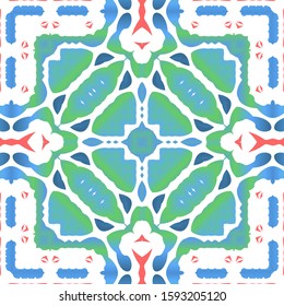 Antique talavera tiles patchwork. Fashionable design. Vector seamless pattern texture. Red mexican ornamental  decor for bags, smartphone cases, T-shirts, linens or scrapbooking.