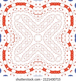 Antique talavera tiles patchwork. Fashionable design. Vector seamless pattern concept. Red mexican ornamental  decor for bags, smartphone cases, T-shirts, linens or scrapbooking.