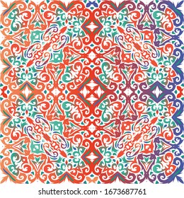 Baldosas de talavera antigua. Diseño dibujado a mano. Tema de patrón sin fisuras del vector. Decoración decorativa mexicana roja para bolsas, estuches para smartphones, pantalones en T, ropa de cama o rayado.