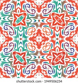 Baldosas de talavera antigua. Diseño dibujado a mano. Elementos de patrón sin fisuras vectoriales. Decoración ornamental mexicana roja para bolsas, estuches para smartphones, camisetas, ropa de cama o rayado.