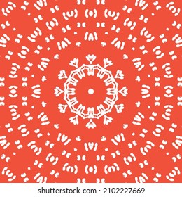 Antique talavera tiles patchwork. Hand drawn design. Vector seamless pattern texture. Red mexican ornamental  decor for bags, smartphone cases, T-shirts, linens or scrapbooking.