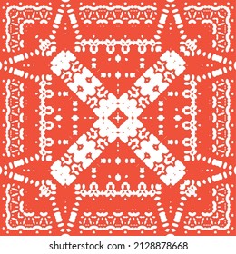 Fliesen-Fliesen-Fliesen aus der Antike. Handgezeichnetes Design. Vektornahtlose Muster-Textur. Rote mexikanische Dekoration für Taschen, Smartphone-Kisten, T-Shirts, Bettwäsche oder Scrapbooking.