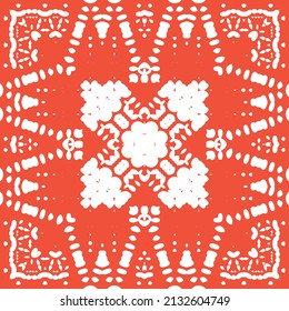 Fliesen-Fliesen-Fliesen aus der Antike. Handgezeichnetes Design. Vektornahtlose Muster-Textur. Rote mexikanische Dekoration für Taschen, Smartphone-Kisten, T-Shirts, Bettwäsche oder Scrapbooking.