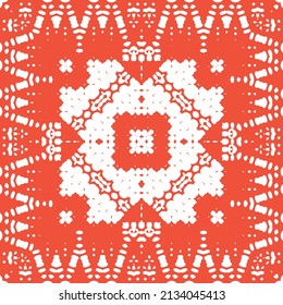 Baldosas de talavera antigua. Diseño dibujado a mano. Textura de patrón sin fisuras del vector. Decoración ornamental mexicana roja para bolsas, estuches para smartphones, camisetas, ropa de cama o rayado.