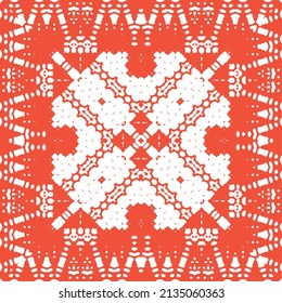 Antique talavera tiles patchwork. Hand drawn design. Vector seamless pattern texture. Red mexican ornamental  decor for bags, smartphone cases, T-shirts, linens or scrapbooking.