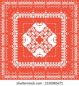 Antique talavera tiles patchwork. Hand drawn design. Vector seamless pattern texture. Red mexican ornamental  decor for bags, smartphone cases, T-shirts, linens or scrapbooking.