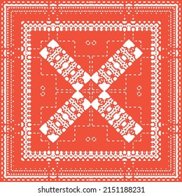 Antique talavera tiles patchwork. Hand drawn design. Vector seamless pattern texture. Red mexican ornamental  decor for bags, smartphone cases, T-shirts, linens or scrapbooking.