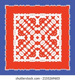 Antique talavera tiles patchwork. Hand drawn design. Vector seamless pattern texture. Red mexican ornamental  decor for bags, smartphone cases, T-shirts, linens or scrapbooking.