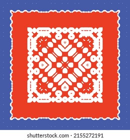 Antique talavera tiles patchwork. Hand drawn design. Vector seamless pattern texture. Red mexican ornamental  decor for bags, smartphone cases, T-shirts, linens or scrapbooking.