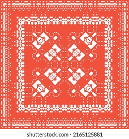 Antique talavera tiles patchwork. Hand drawn design. Vector seamless pattern texture. Red mexican ornamental  decor for bags, smartphone cases, T-shirts, linens or scrapbooking.
