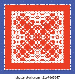 Baldosas de talavera antigua. Diseño dibujado a mano. Textura de patrón sin fisuras del vector. Decoración ornamental mexicana roja para bolsas, estuches para smartphones, camisetas, ropa de cama o rayado.
