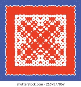 Antique talavera tiles patchwork. Hand drawn design. Vector seamless pattern texture. Red mexican ornamental  decor for bags, smartphone cases, T-shirts, linens or scrapbooking.