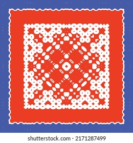 Antique talavera tiles patchwork. Hand drawn design. Vector seamless pattern texture. Red mexican ornamental  decor for bags, smartphone cases, T-shirts, linens or scrapbooking.
