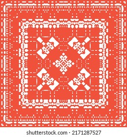Fliesen-Fliesen-Fliesen aus der Antike. Handgezeichnetes Design. Vektornahtlose Muster-Textur. Rote mexikanische Dekoration für Taschen, Smartphone-Kisten, T-Shirts, Bettwäsche oder Scrapbooking.