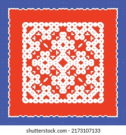 Antique talavera tiles patchwork. Hand drawn design. Vector seamless pattern texture. Red mexican ornamental  decor for bags, smartphone cases, T-shirts, linens or scrapbooking.