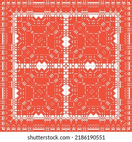 Baldosas de talavera antigua. Diseño dibujado a mano. Textura de patrón sin fisuras del vector. Decoración ornamental mexicana roja para bolsas, estuches para smartphones, camisetas, ropa de cama o rayado.