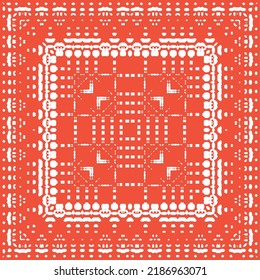 Baldosas de talavera antigua. Diseño dibujado a mano. Textura de patrón sin fisuras del vector. Decoración ornamental mexicana roja para bolsas, estuches para smartphones, camisetas, ropa de cama o rayado.