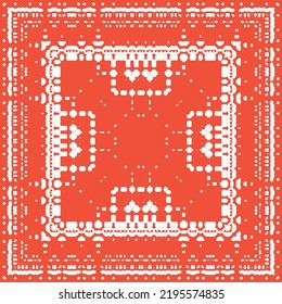 Antique talavera tiles patchwork. Hand drawn design. Vector seamless pattern texture. Red mexican ornamental  decor for bags, smartphone cases, T-shirts, linens or scrapbooking.
