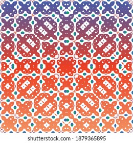 Antique talavera tiles patchwork. Kitchen design. Vector seamless pattern frame. Red mexican ornamental  decor for bags, smartphone cases, T-shirts, linens or scrapbooking.