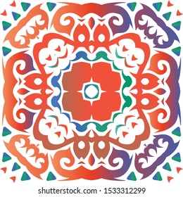 Antique talavera tiles patchwork. Minimal design. Vector seamless pattern template. Red mexican ornamental  decor for bags, smartphone cases, T-shirts, linens or scrapbooking.