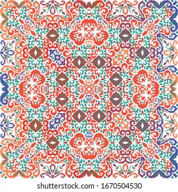 Fliesen-Fliesen-Fliesen aus der Antike. Minimales Design. Vektorillustration nahtlose Mustervorlage. Rote mexikanische Dekoration für Taschen, Smartphone-Kisten, T-Shirts, Bettwäsche oder Scrapbooking.