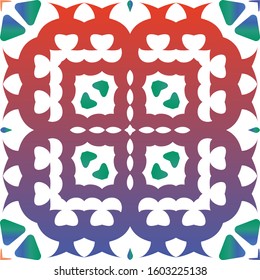Antique talavera tiles patchwork. Modern design. Vector seamless pattern template. Red mexican ornamental  decor for bags, smartphone cases, T-shirts, linens or scrapbooking.