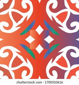 Antique talavera tiles patchwork. Modern design. Vector seamless pattern arabesque. Red mexican ornamental  decor for bags, smartphone cases, T-shirts, linens or scrapbooking.