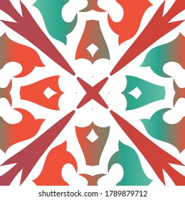 Baldosas de talavera antigua. Diseño moderno. Patrón de vectores sin fisuras arabesco. Decoración ornamental mexicana roja para bolsas, estuches para smartphones, camisetas, ropa de cama o rayado.